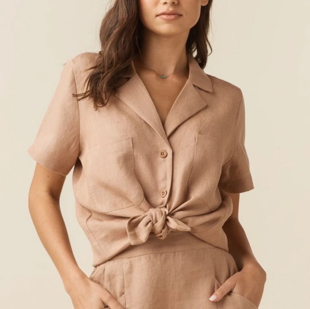 NWT Vetta Linen Collared Shirt